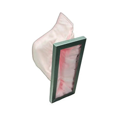 Ljusrosa Nibe FLF 200 filter med mörkgrå rektangulär ram för ventilation
