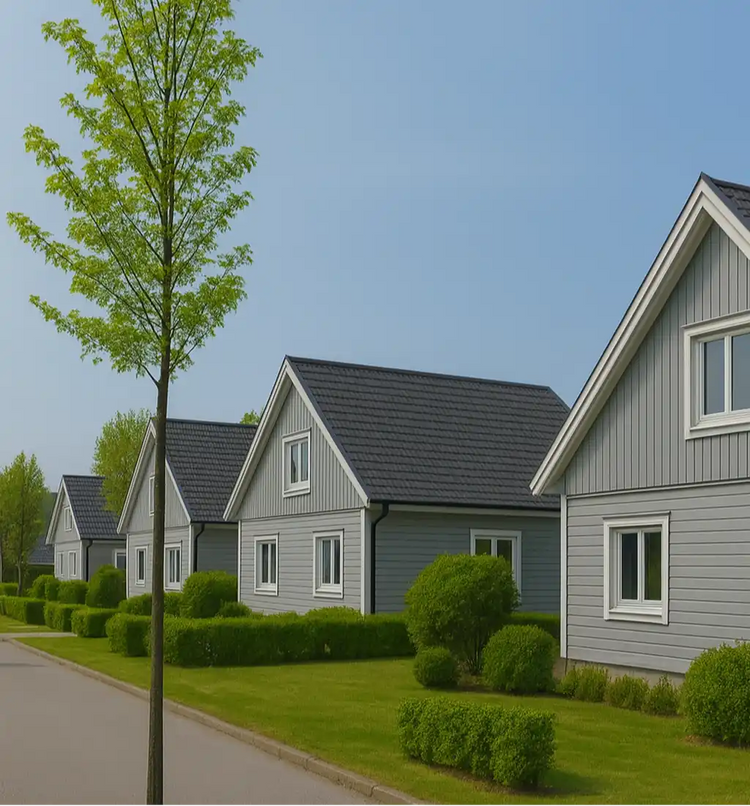Radhus med gröna trädgårdar – ventilationsfilter till Nibe, Flexit, Östberg och Swegon för svenska villor