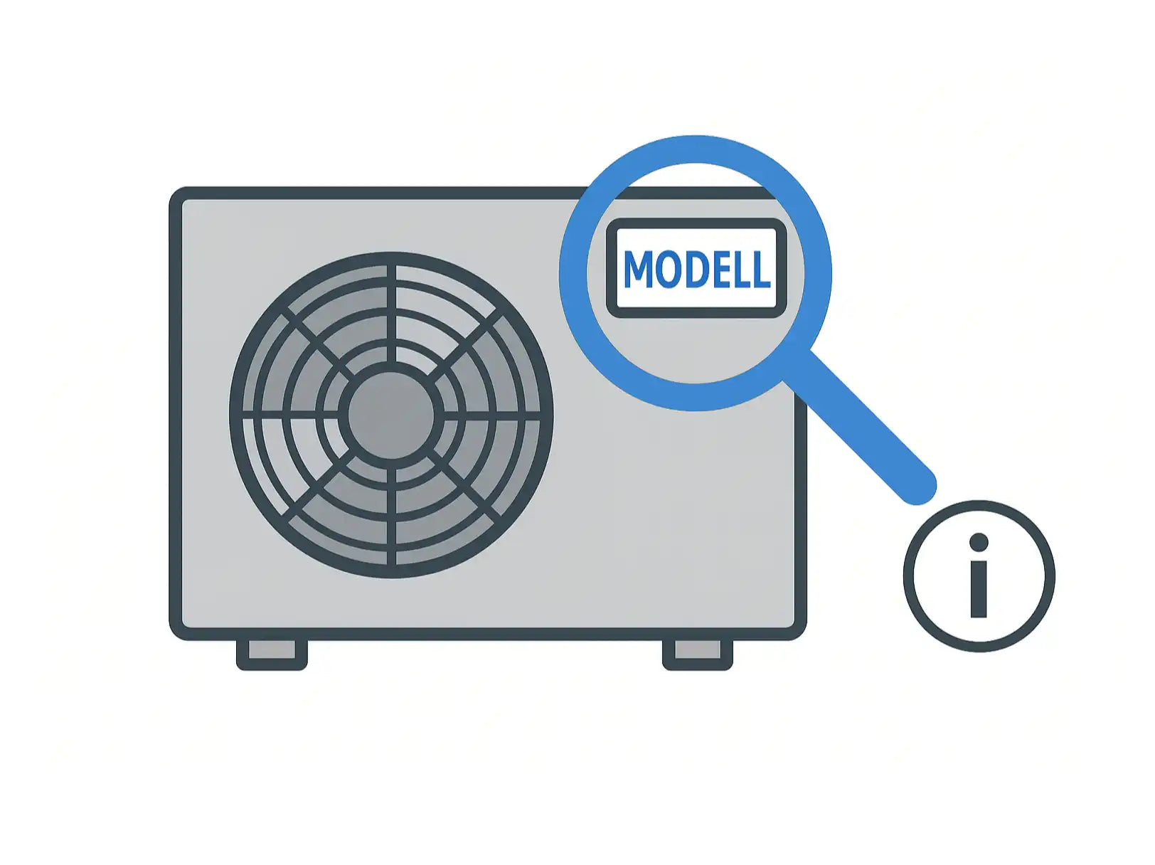 Hitta rätt NIBE filter - illustration visar värmepump med modellskylt markerad, Filterguide hos Filteronline